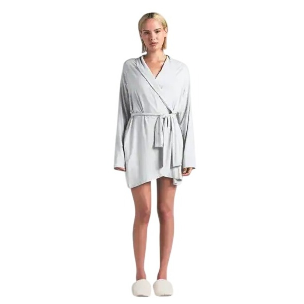 Skims Sleep Short Robe Light Heather Grey RB-ROBE-5869W Plus Size 4X Loungewear - Picture 2 of 5